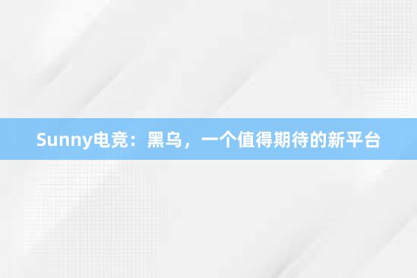 Sunny电竞：黑乌，一个值得期待的新平台